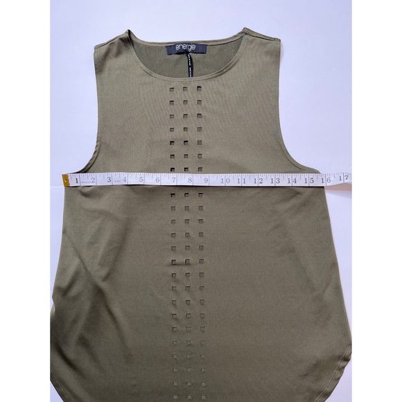 Energie Lark Olive Green Laser-cutout Tank Top Sz M - Picture 7 of 10